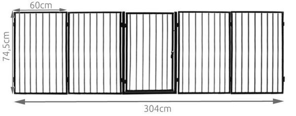 Zaštitna pregrada za kamin 304 x 74,5 cm - crna