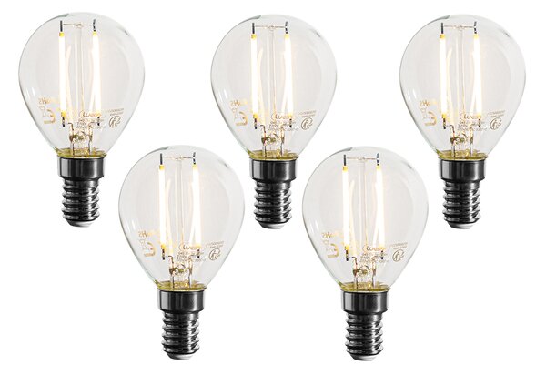 Set od 5 E14 prigušivih LED žarulja P45 prozirne 3W 250 lm 2700K