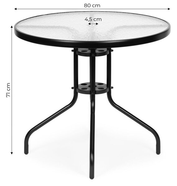 Okrugli vrtni stol 80 cm od stakla