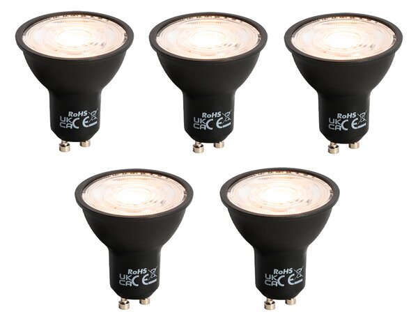 Set od 5 GU10 prigušivih LED žarulja crnih 6W 500lm 2700K