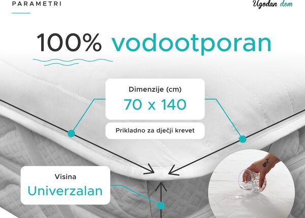 Vodootporan štitnik madraca PROŠIVEN za krevetic 70 x 140 cm