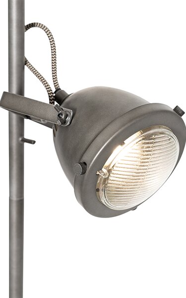 Industrijska podna lampa čelik s drvom 2-svjetla - Emado