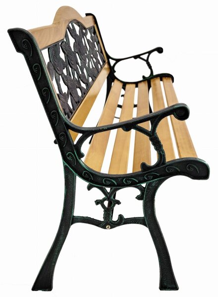 Vrtna klupa s motivom ruže - 125x52x78 cm, bor