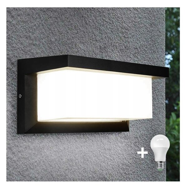 LED Vanjska zidna svjetiljka sa senzorom za dan/noć NEELY 1xE27/9W/230V IP54 čer