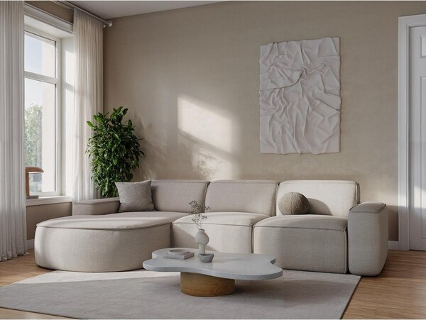 Krem sofa od šenila 244 cm Omao – Makamii