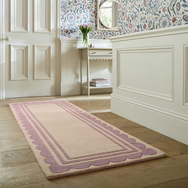 Ljubičasta/u prirodnoj boji ručno rađena vunena staza 80x230 cm Lois Scallop – Flair Rugs