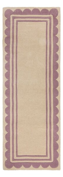 Ljubičasta/u prirodnoj boji ručno rađena vunena staza 80x230 cm Lois Scallop – Flair Rugs