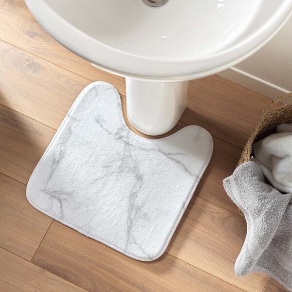 Bijela/siva kupaonska prostirka za WC 45x45 cm Marbre – douceur d'intérieur