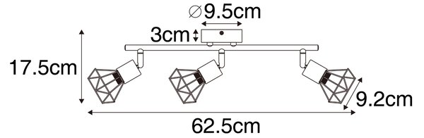 Reflektor crni s drvom rotirajući i nagibni 3-svjetla - Mosh