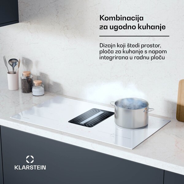 Klarstein AirJet 90 Down Air System, indukcijsko kuhalo + DownAir napa, 10000 W, 750 m³/h, Boost