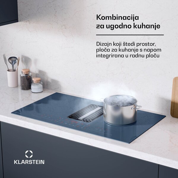 Klarstein AirJet FlexPro sustav za dovod zraka, Indukcijska ploča + napa, Flexi zona, Pojačivač