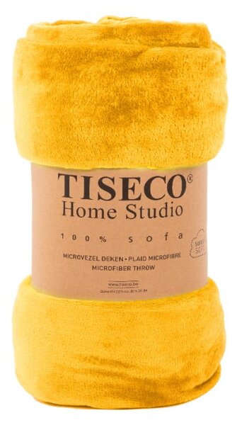 Oker žuti mikropliš pokrivač za krevet za jednu osobu 150x200 cm Cosy - Tiseco Home Studio