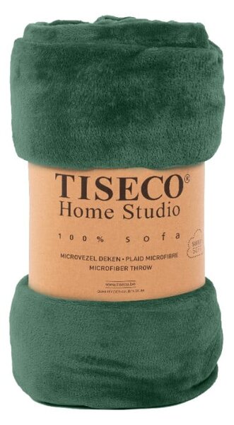Tamno zeleni prekrivač od mikropliša za bračni krevet 220x240 cm Cosy - Tiseco Home Studio