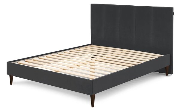 Bračni krevet od tamnosivog baršuna Bobochic Paris Vivara Dark, 160 x 200 cm