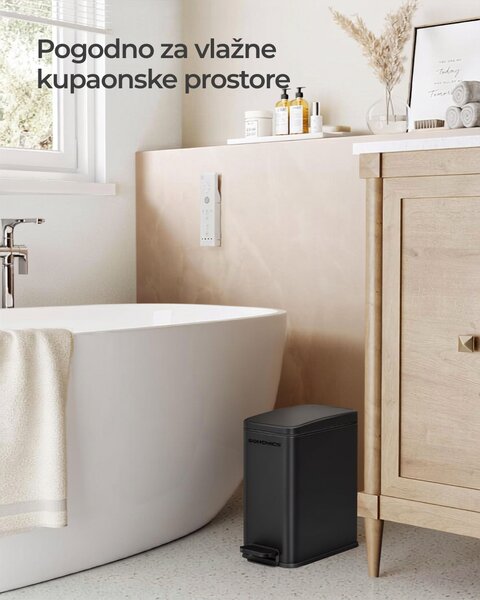 Kupaonska kanta za otpad NORD, 5 l, crna SongmicsHome