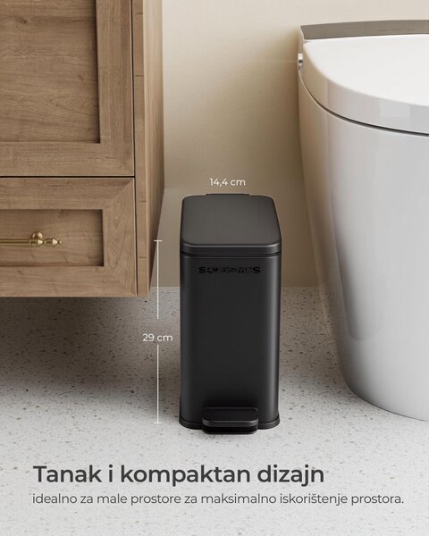 Kupaonska kanta za otpad NORD, 5 l, crna SongmicsHome