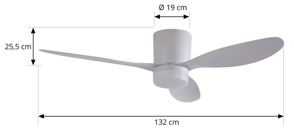 Kayu LED stropni ventilator, bijeli, DC, tih, Ø 132 cm - Lucande Lucande, Kayu, Bijela, Dnevna soba, Plastika, Moderan