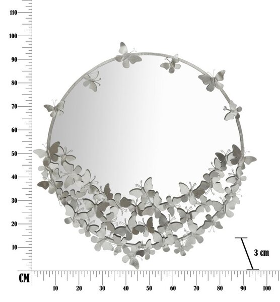Zidno ogledalo Butterfly Round Silver