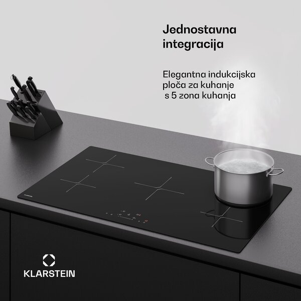 Klarstein Indukcijska ploča za kuhanje PowerGlide | Moderna, kompaktna i snažna | 5 zona za kuhanje | 9800 W | 90 cm