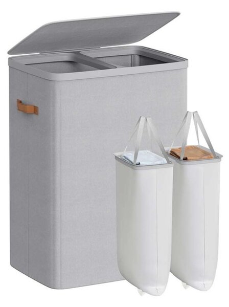 SongmicsHome Košara za rublje TALIA 170l, 56×40×75cm, svijetlosiva
