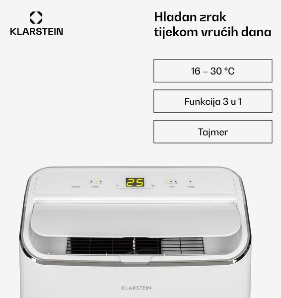Klarstein Iceblock, prijenosna klima, 3 u 1, 12 000 BTU/3,5 kW, 400 m³/h maks., bijeli
