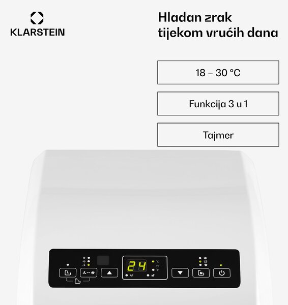 Klarstein Metrobreeze rom, prijenosnia klima, 10.000 btu, klasa a+, daljinski upravljač, bijeli