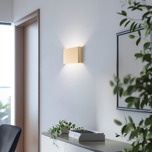 Nowodvorski Lighting Zidna svjetiljka Haga, zlatne boje, metalna, širine 25 cm, G9, prigušiva, Zlato / mjed, Dnevni boravak/blagovaonica, Aluminij