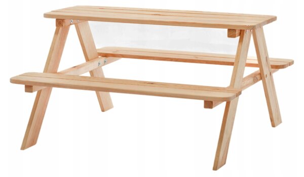 Dječji vrtni piknik stol s klupama, prirodno drvo, 90 × 90 cm