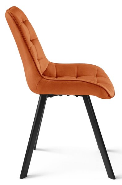 Stolica za blagovanje SORIA VELVET s crnim nogama, terakota