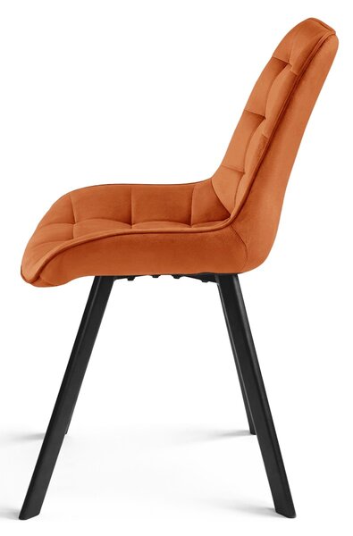 Stolica za blagovanje SORIA VELVET s crnim nogama, terakota