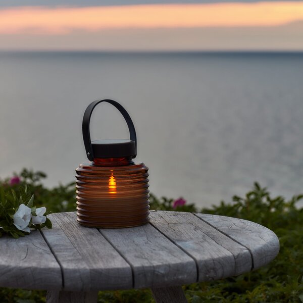 Sirius Aston Jar LED solarna svjetiljka, visina 16 cm, jantarno/smeđa, IP44, Smeđa / hrđa, Staklo