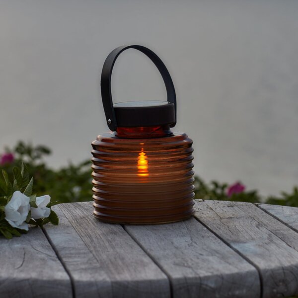 Sirius Aston Jar LED solarna svjetiljka, visina 16 cm, jantarno/smeđa, IP44, Smeđa / hrđa, Staklo