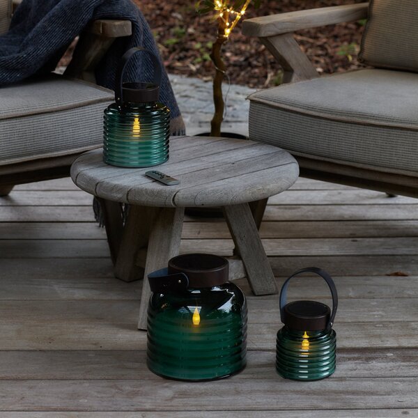 Sirius Aston Jar LED solarna svjetiljka, visina 12 cm, zelena/smeđa, IP44, Zelena, Staklo