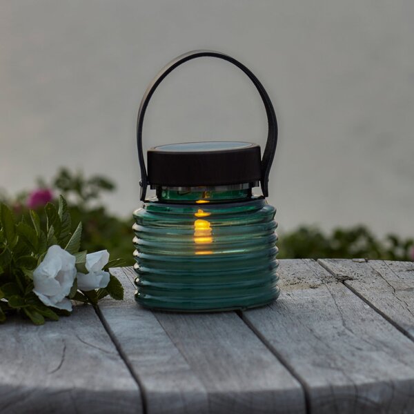 Sirius Aston Jar LED solarna svjetiljka, visina 12 cm, zelena/smeđa, IP44, Zelena, Staklo
