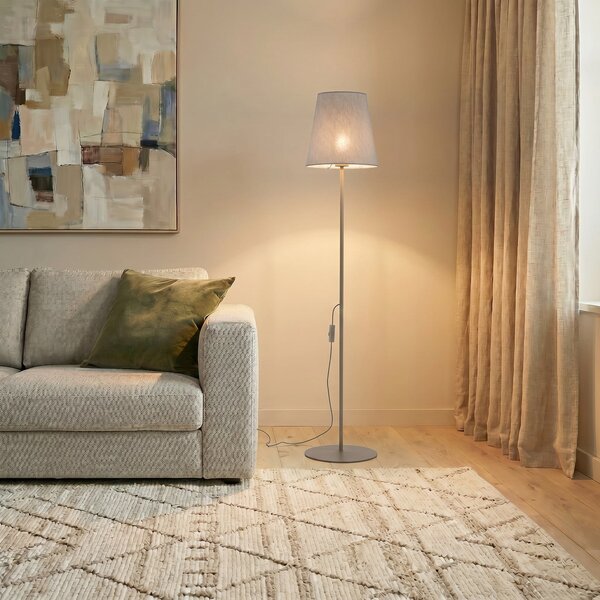 TK Lighting Podna svjetiljka Elizabeth, pijesak/bež, lan, visina 152 cm, E27, Bež, Dnevni boravak/blagovaonica, Tkanina / tekstil