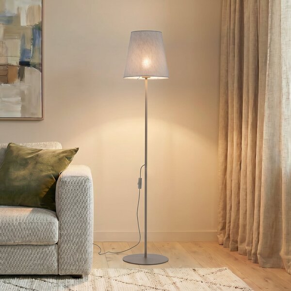 TK Lighting Podna svjetiljka Elizabeth, pijesak/bež, lan, visina 152 cm, E27, Bež, Dnevni boravak/blagovaonica, Tkanina / tekstil