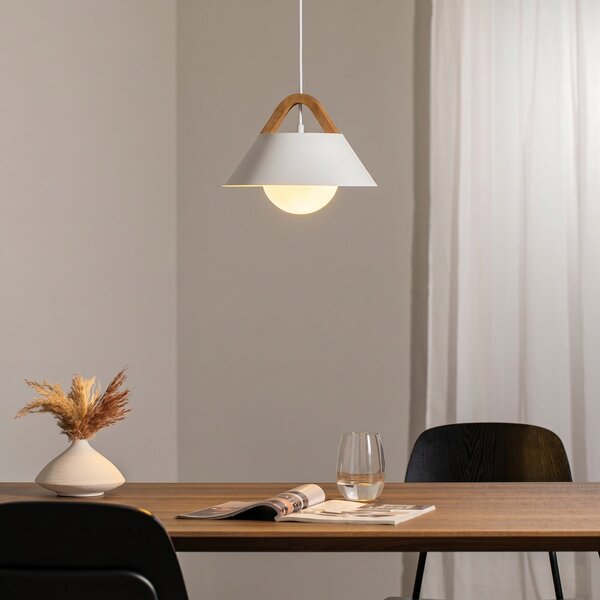 Luminex Viseća svjetiljka Funda, bijela, Ø 30 cm, 1 žarulja, metal/staklo, prigušiva, Bijela, Dnevni boravak/blagovaonica, Metal