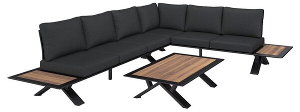 LOUNGE GARNITURA tamno siva, boje tikovine