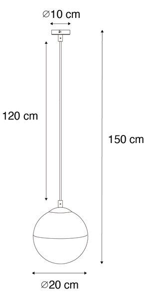 Retro viseća lampa crna s prozirnim staklom 20 cm - Eclipse