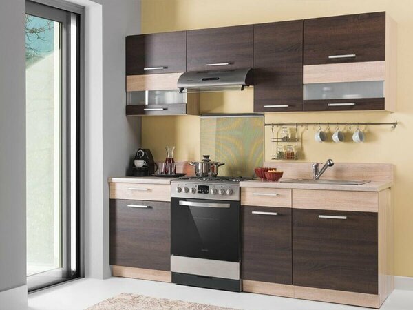 Kuhinjski set Mode Dark 126, 220cm, Laminirani iveral