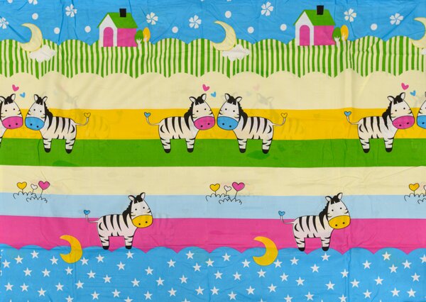 Pamučna posteljina za krevetic ZALJUBLJENE ZEBRE šarena
