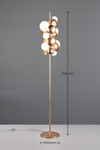 Bijela/u zlatnoj boji stojeća svjetiljka sa staklenim sjenilom (visina 155 cm) Bubble – Trio Select