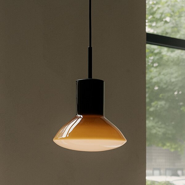 GRUPA Grupa Onda viseća lampa, oker, Ø 17 cm, staklo, GU10, prigušiva, Naranča, Dnevni boravak/blagovaonica, Aluminij