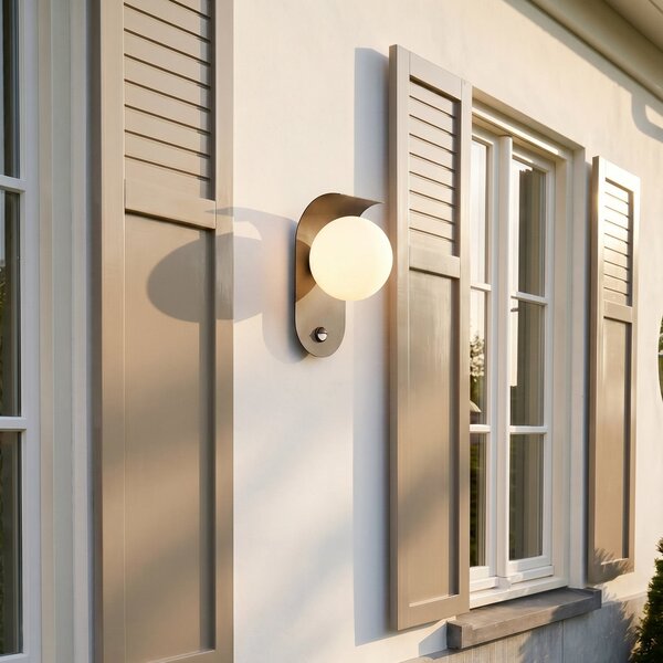 Lindby LED vanjska zidna svjetiljka Lacie, senzor, crno/bijela, aluminij, Crno, Aluminij