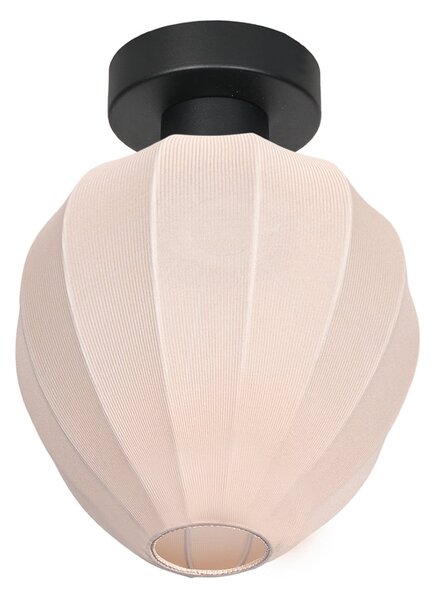 Mexlite Stropna lampa Bloeba, bijela/crna, Ø 25 cm, lan/metal, prigušiva, Bijela, Dnevni boravak/blagovaonica, Tkanina / tekstil