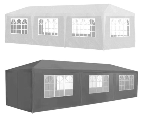 Vrtni šator / Paviljon 3 x 9 m – Idealno za zabave i vrtne događaje Siva