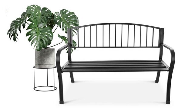Vrtna klupa od aluminija s naslonom 125 x 53 x 82 cm Siva
