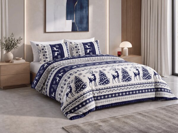 Posteljina mikropliš WINTER DEER VELVET plava