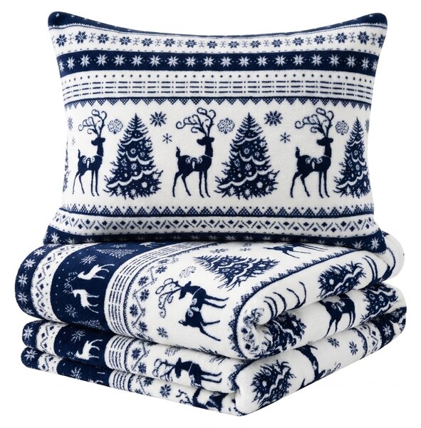 Posteljina mikropliš WINTER DEER VELVET plava