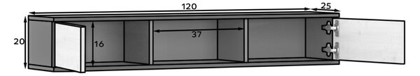 Polica s ormarićima LANZZI 120 cm, crna